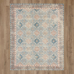 Karastan Rugs Zula Hazega Machine Woven Printed Polyester Traditional Area Rug Blue/Rose 8' x 10'