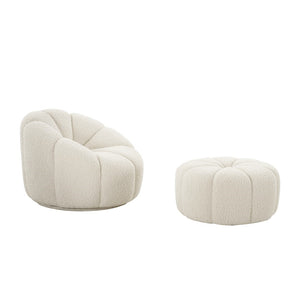 Pasargad Pasrgad Home Pompeii Vintage Inspired Cream Boucle Ottoman For Stylish Seating & Relaxation Cream Boucle Pzw-20095