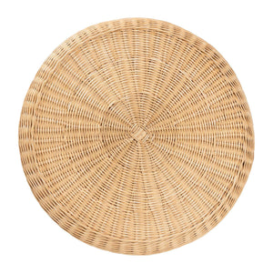 Bali & Pari Hideo Handwoven Rattan Sculptural Side Table Boho Hourglass Pedestal