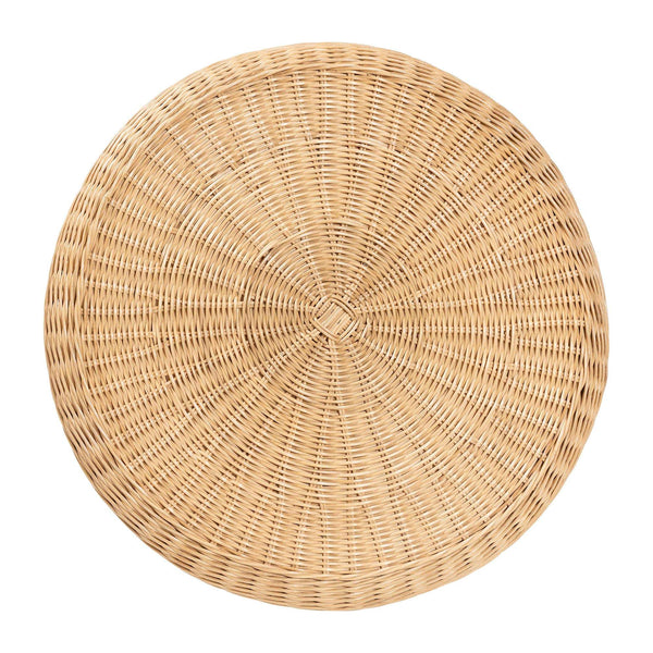 Bali & Pari Hideo Handwoven Rattan Sculptural Side Table Boho Hourglass Pedestal