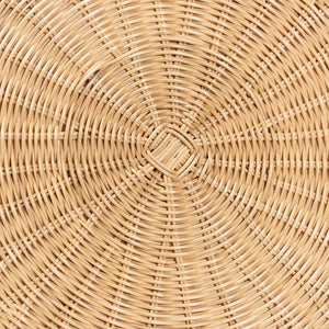 Bali & Pari Hideo Handwoven Rattan Sculptural Side Table Boho Hourglass Pedestal