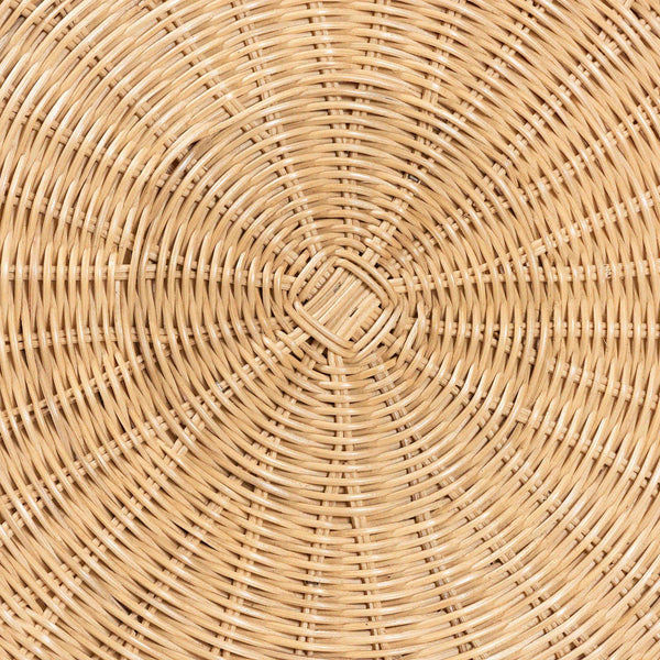 Bali & Pari Hideo Handwoven Rattan Sculptural Side Table Boho Hourglass Pedestal