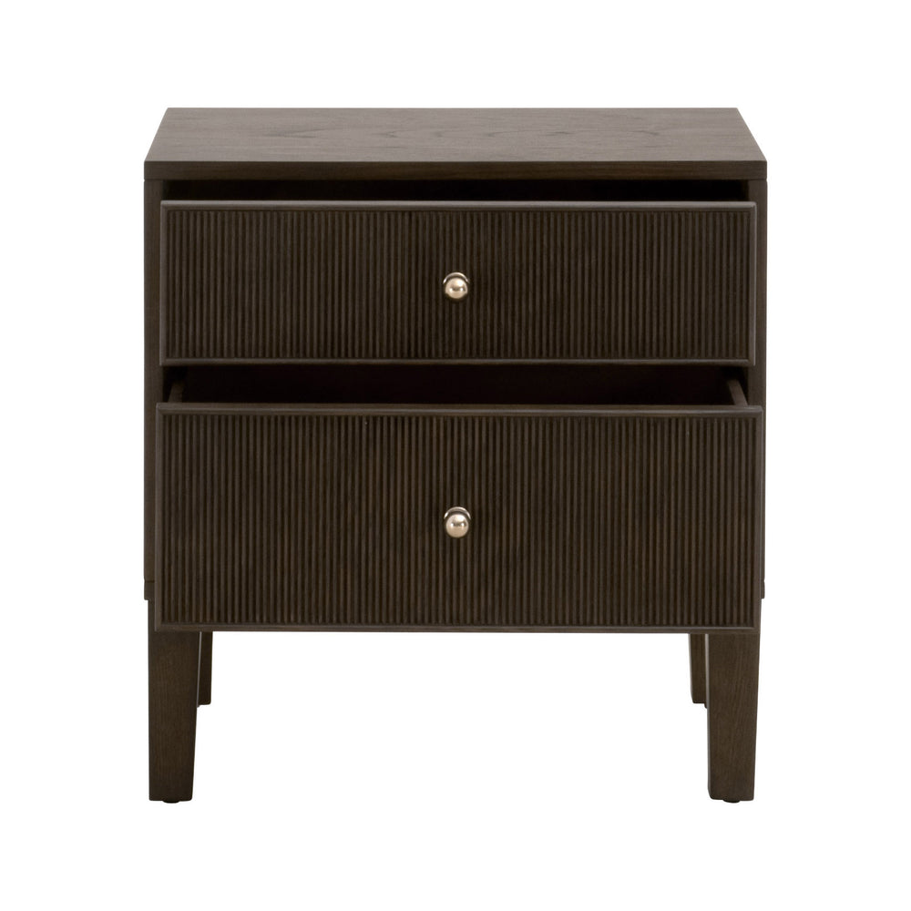 Essentials For Living Highland 2-drawer Nightstand - Elegant Dutch Brown Oak Finish With Brass Knobs & Fluted Detailing Dutch Brown Oak Solid Oak Wood,Mdf,Oak Veneer,Iron 5256.Db-oak