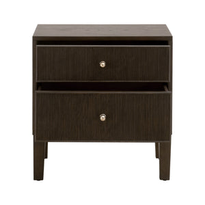 Essentials For Living Highland 2-drawer Nightstand - Elegant Dutch Brown Oak Finish With Brass Knobs & Fluted Detailing Dutch Brown Oak Solid Oak Wood,Mdf,Oak Veneer,Iron 5256.Db-oak