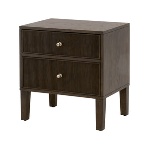 Essentials For Living Highland 2-drawer Nightstand - Elegant Dutch Brown Oak Finish With Brass Knobs & Fluted Detailing Dutch Brown Oak Solid Oak Wood,Mdf,Oak Veneer,Iron 5256.Db-oak