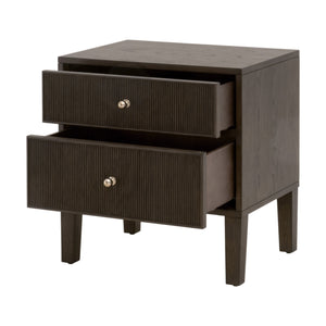 Essentials For Living Highland 2-drawer Nightstand - Elegant Dutch Brown Oak Finish With Brass Knobs & Fluted Detailing Dutch Brown Oak Solid Oak Wood,Mdf,Oak Veneer,Iron 5256.Db-oak