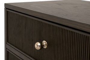 Essentials For Living Highland 2-drawer Nightstand - Elegant Dutch Brown Oak Finish With Brass Knobs & Fluted Detailing Dutch Brown Oak Solid Oak Wood,Mdf,Oak Veneer,Iron 5256.Db-oak