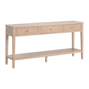 Essentials For Living Highland 3-drawer Console Table - Elegant Oak Design With Fluted Fronts & Brass Knobs For Modern Homes Natural Oak Solid Oak Wood,Mdf,Oak Veneer,Iron 5268.Nat-oak