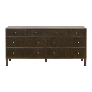 Essentials For Living Highland 8-drawer Double Dresser - Solid Oak Wood With Fluted Fronts, Brass Knobs & Ample Storage Dutch Brown Oak Solid Oak Wood,Mdf,Oak Veneer,Iron,Felt 5258.Db-oak