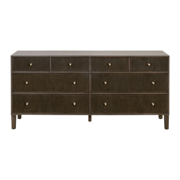 Essentials For Living Highland 8-drawer Double Dresser - Solid Oak Wood With Fluted Fronts, Brass Knobs & Ample Storage Dutch Brown Oak Solid Oak Wood,Mdf,Oak Veneer,Iron,Felt 5258.Db-oak