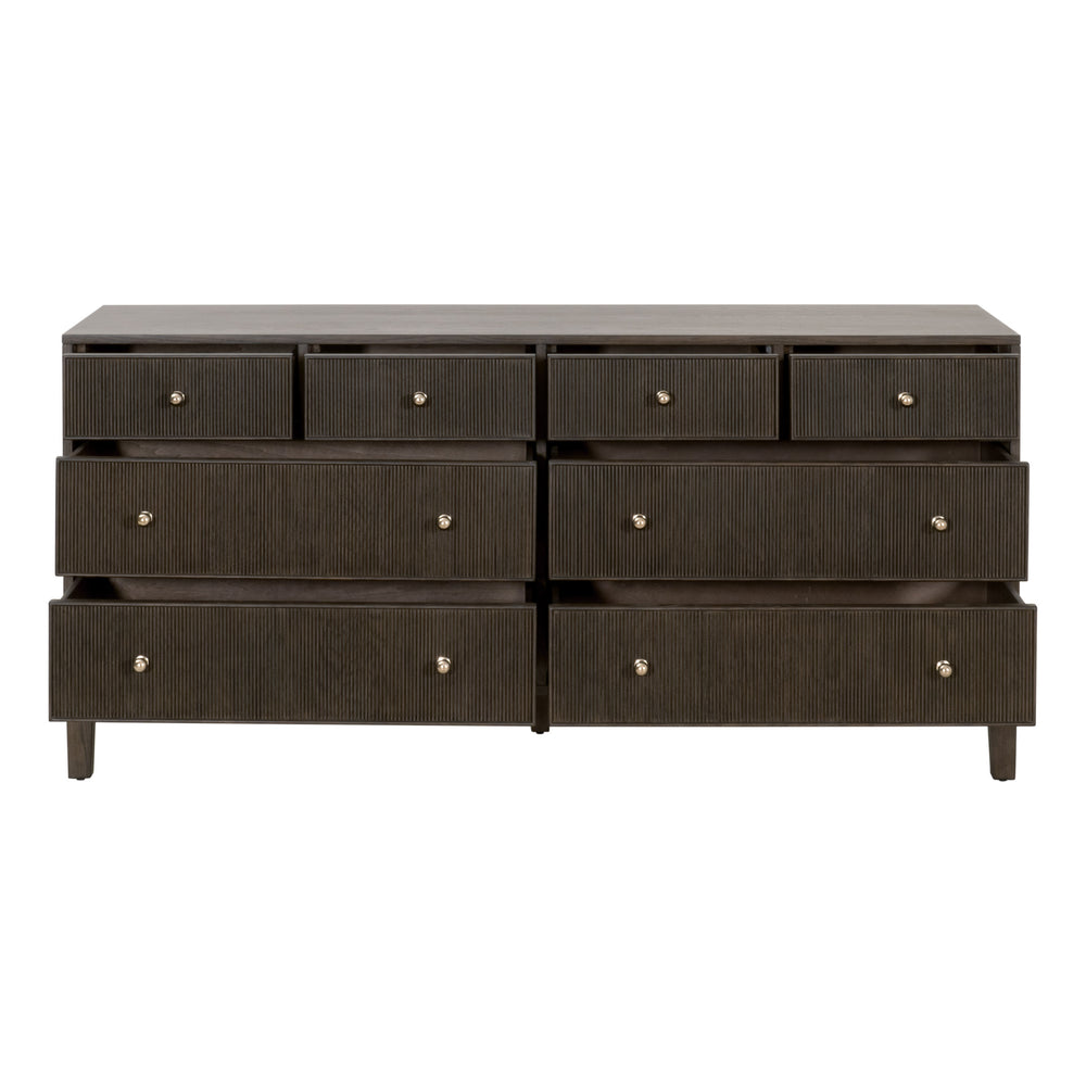 Essentials For Living Highland 8-drawer Double Dresser - Solid Oak Wood With Fluted Fronts, Brass Knobs & Ample Storage Dutch Brown Oak Solid Oak Wood,Mdf,Oak Veneer,Iron,Felt 5258.Db-oak