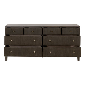 Essentials For Living Highland 8-drawer Double Dresser - Solid Oak Wood With Fluted Fronts, Brass Knobs & Ample Storage Dutch Brown Oak Solid Oak Wood,Mdf,Oak Veneer,Iron,Felt 5258.Db-oak
