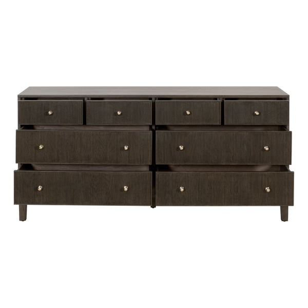 Essentials For Living Highland 8-drawer Double Dresser - Solid Oak Wood With Fluted Fronts, Brass Knobs & Ample Storage Dutch Brown Oak Solid Oak Wood,Mdf,Oak Veneer,Iron,Felt 5258.Db-oak