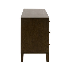 Essentials For Living Highland 8-drawer Double Dresser - Solid Oak Wood With Fluted Fronts, Brass Knobs & Ample Storage Dutch Brown Oak Solid Oak Wood,Mdf,Oak Veneer,Iron,Felt 5258.Db-oak