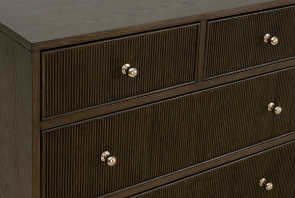 Essentials For Living Highland 8-drawer Double Dresser - Solid Oak Wood With Fluted Fronts, Brass Knobs & Ample Storage Dutch Brown Oak Solid Oak Wood,Mdf,Oak Veneer,Iron,Felt 5258.Db-oak