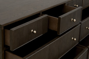 Essentials For Living Highland 8-drawer Double Dresser - Solid Oak Wood With Fluted Fronts, Brass Knobs & Ample Storage Dutch Brown Oak Solid Oak Wood,Mdf,Oak Veneer,Iron,Felt 5258.Db-oak