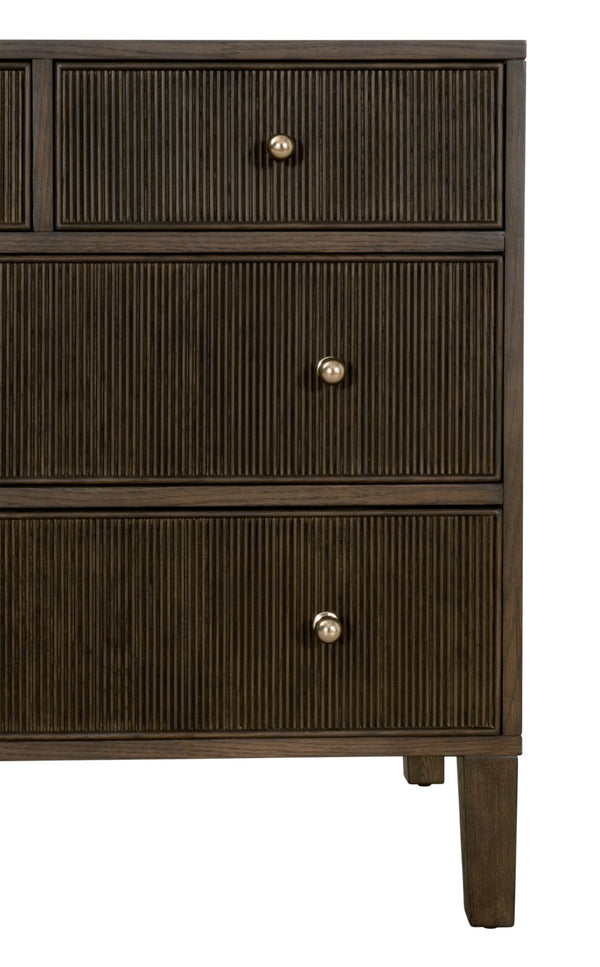 Essentials For Living Highland 8-drawer Double Dresser - Solid Oak Wood With Fluted Fronts, Brass Knobs & Ample Storage Dutch Brown Oak Solid Oak Wood,Mdf,Oak Veneer,Iron,Felt 5258.Db-oak