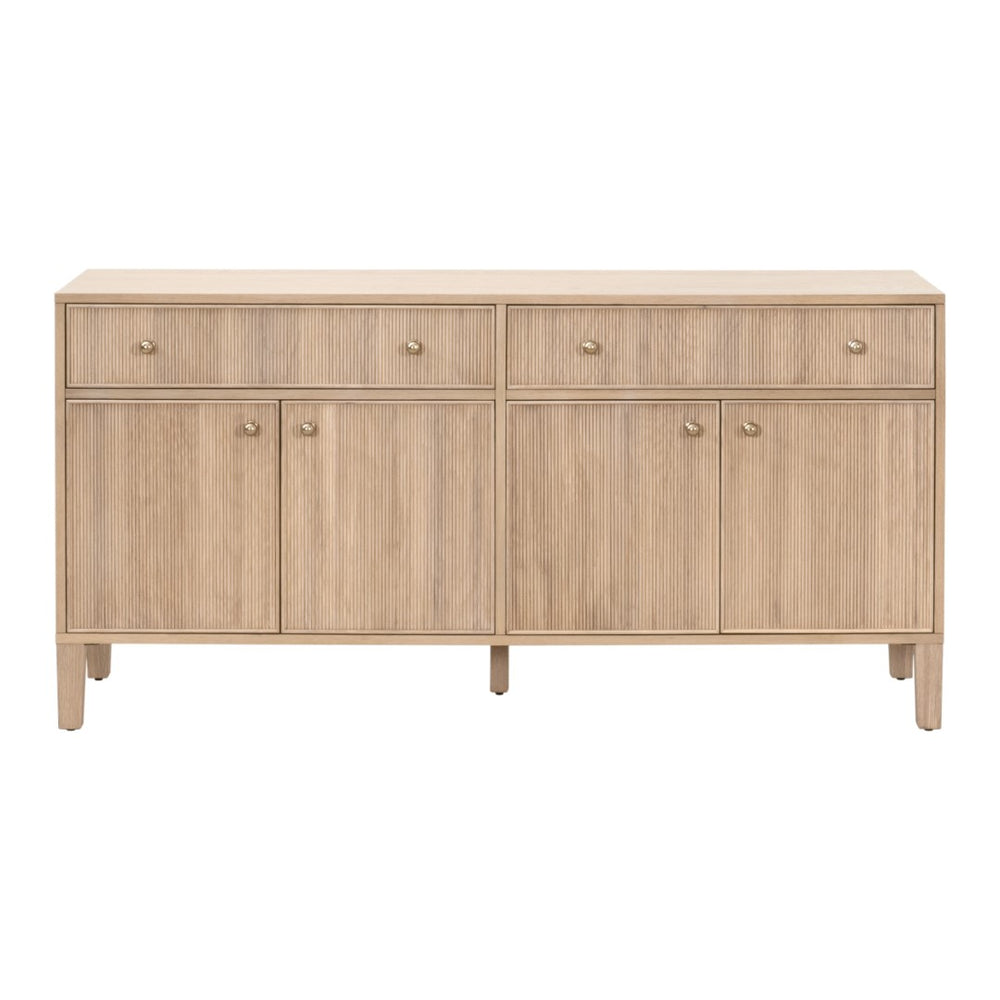 Essentials For Living Highland Media Sideboard - Timeless Oak Storage With Dovetail Joinery & Elegant Brass Knobs, 63" Wide Natural Oak Solid Oak Wood,Oak Veneer,Iron,Felt 5264.Nat-oak