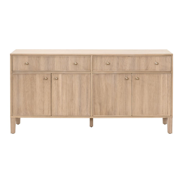 Essentials For Living Highland Media Sideboard - Timeless Oak Storage With Dovetail Joinery & Elegant Brass Knobs, 63" Wide Natural Oak Solid Oak Wood,Oak Veneer,Iron,Felt 5264.Nat-oak