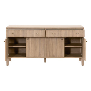Essentials For Living Highland Media Sideboard - Timeless Oak Storage With Dovetail Joinery & Elegant Brass Knobs, 63" Wide Natural Oak Solid Oak Wood,Oak Veneer,Iron,Felt 5264.Nat-oak