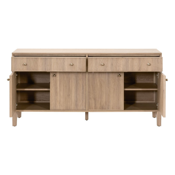 Essentials For Living Highland Media Sideboard - Timeless Oak Storage With Dovetail Joinery & Elegant Brass Knobs, 63" Wide Natural Oak Solid Oak Wood,Oak Veneer,Iron,Felt 5264.Nat-oak