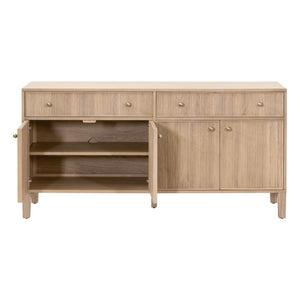 Essentials For Living Highland Media Sideboard - Timeless Oak Storage With Dovetail Joinery & Elegant Brass Knobs, 63" Wide Natural Oak Solid Oak Wood,Oak Veneer,Iron,Felt 5264.Nat-oak