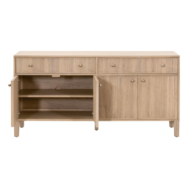 Essentials For Living Highland Media Sideboard - Timeless Oak Storage With Dovetail Joinery & Elegant Brass Knobs, 63" Wide Natural Oak Solid Oak Wood,Oak Veneer,Iron,Felt 5264.Nat-oak