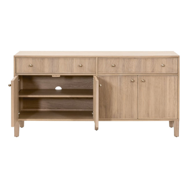Essentials For Living Highland Media Sideboard - Timeless Oak Storage With Dovetail Joinery & Elegant Brass Knobs, 63" Wide Natural Oak Solid Oak Wood,Oak Veneer,Iron,Felt 5264.Nat-oak