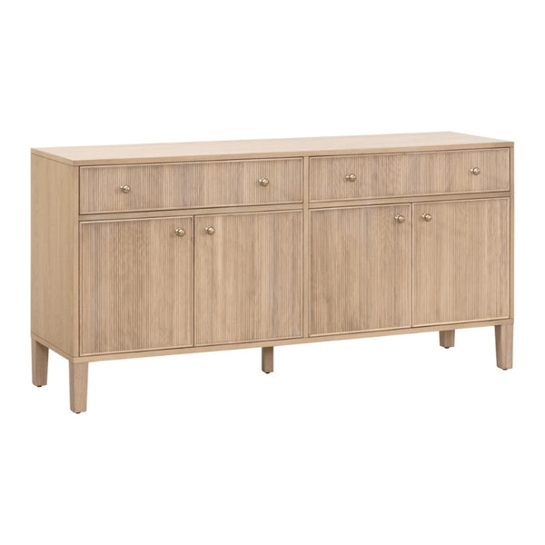 Essentials For Living Highland Media Sideboard - Timeless Oak Storage With Dovetail Joinery & Elegant Brass Knobs, 63" Wide Natural Oak Solid Oak Wood,Oak Veneer,Iron,Felt 5264.Nat-oak