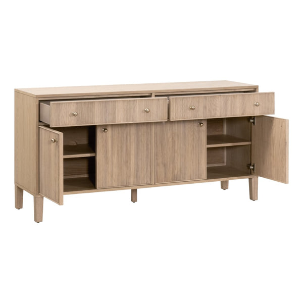 Essentials For Living Highland Media Sideboard - Timeless Oak Storage With Dovetail Joinery & Elegant Brass Knobs, 63" Wide Natural Oak Solid Oak Wood,Oak Veneer,Iron,Felt 5264.Nat-oak