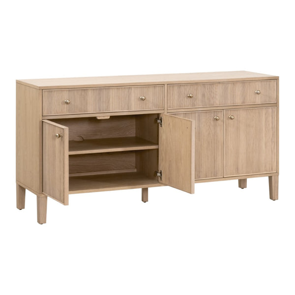 Essentials For Living Highland Media Sideboard - Timeless Oak Storage With Dovetail Joinery & Elegant Brass Knobs, 63" Wide Natural Oak Solid Oak Wood,Oak Veneer,Iron,Felt 5264.Nat-oak