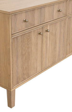 Essentials For Living Highland Media Sideboard - Timeless Oak Storage With Dovetail Joinery & Elegant Brass Knobs, 63" Wide Natural Oak Solid Oak Wood,Oak Veneer,Iron,Felt 5264.Nat-oak