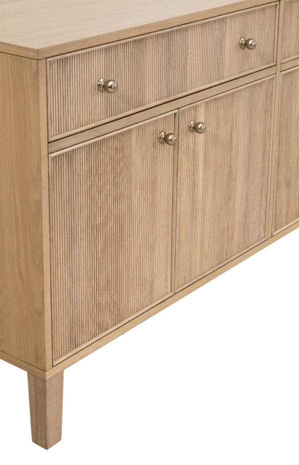 Essentials For Living Highland Media Sideboard - Timeless Oak Storage With Dovetail Joinery & Elegant Brass Knobs, 63" Wide Natural Oak Solid Oak Wood,Oak Veneer,Iron,Felt 5264.Nat-oak
