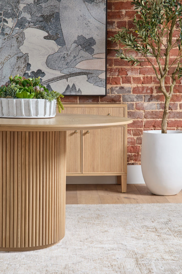 Essentials For Living Highland Media Sideboard - Timeless Oak Storage With Dovetail Joinery & Elegant Brass Knobs, 63" Wide Natural Oak Solid Oak Wood,Oak Veneer,Iron,Felt 5264.Nat-oak