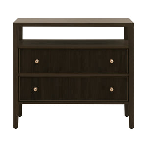 Essentials For Living Highland Open Shelf Nightstand With 2 Drawers, Elegant Storage & Stylish Design For Any Bedroom Dutch Brown Oak,Polished Brass Solid Oak Wood,Mdf,Oak Veneer,Iron 5257.Db-oak