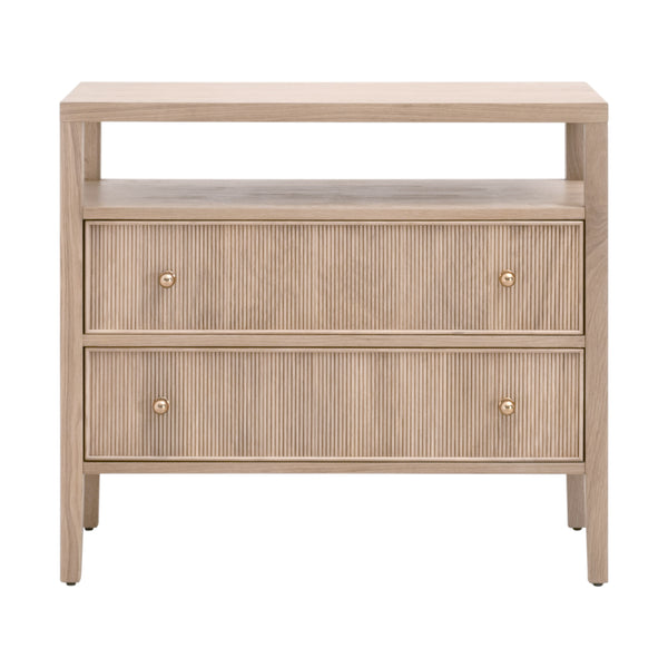 Essentials For Living Highland Open Shelf Nightstand With 2 Drawers, Elegant Storage & Stylish Design For Any Bedroom Natural Oak Solid Oak Wood,Oak Veneer,Iron,Felt 5257.Nat-oak