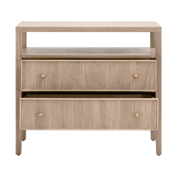 Essentials For Living Highland Open Shelf Nightstand With 2 Drawers, Elegant Storage & Stylish Design For Any Bedroom Natural Oak Solid Oak Wood,Oak Veneer,Iron,Felt 5257.Nat-oak