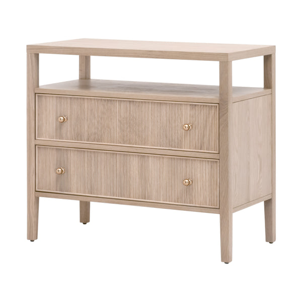 Essentials For Living Highland Open Shelf Nightstand With 2 Drawers, Elegant Storage & Stylish Design For Any Bedroom Natural Oak Solid Oak Wood,Oak Veneer,Iron,Felt 5257.Nat-oak