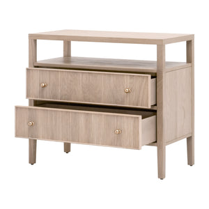 Essentials For Living Highland Open Shelf Nightstand With 2 Drawers, Elegant Storage & Stylish Design For Any Bedroom Natural Oak Solid Oak Wood,Oak Veneer,Iron,Felt 5257.Nat-oak