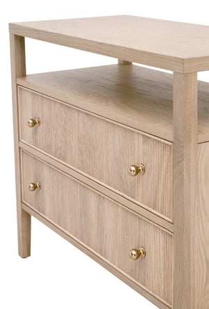 Essentials For Living Highland Open Shelf Nightstand With 2 Drawers, Elegant Storage & Stylish Design For Any Bedroom Natural Oak Solid Oak Wood,Oak Veneer,Iron,Felt 5257.Nat-oak