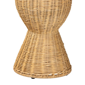 Bali & Pari Hisao Handcrafted Rattan Oval Console Table with Sculptural Pedestal Base
