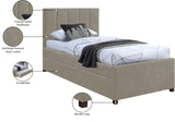 Hudson Beige Vegan Leather Twin Trundle Bed HudsonBeige-T Meridian Furniture