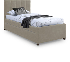 Hudson Beige Vegan Leather Twin Trundle Bed HudsonBeige-T Meridian Furniture