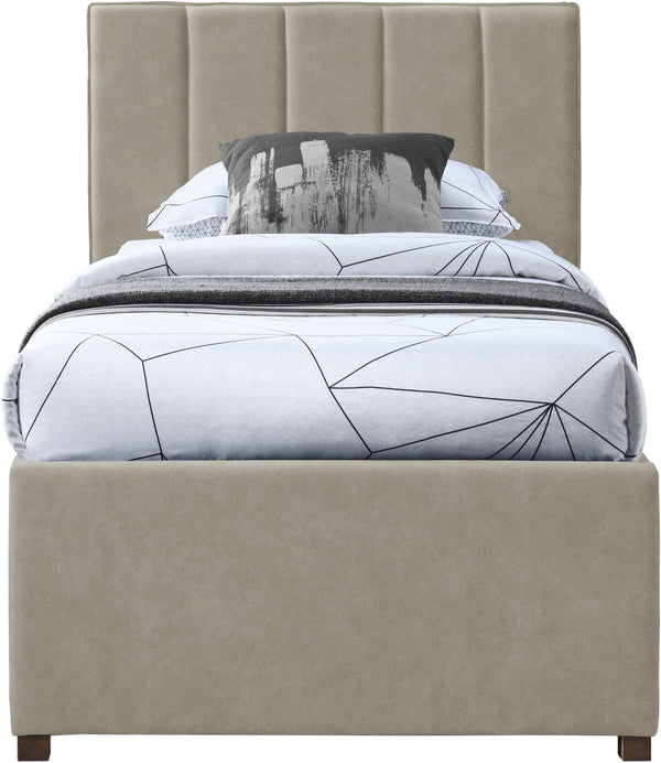 Hudson Beige Vegan Leather Twin Trundle Bed HudsonBeige-T Meridian Furniture