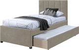 Hudson Beige Vegan Leather Twin Trundle Bed HudsonBeige-T Meridian Furniture