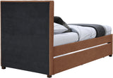 Hudson Cognac Vegan Leather Twin Trundle Bed HudsonCognac-T Meridian Furniture