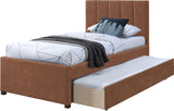 Hudson Cognac Vegan Leather Twin Trundle Bed HudsonCognac-T Meridian Furniture