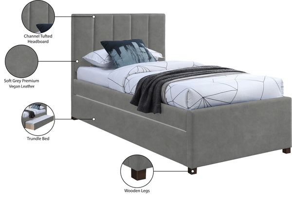 Hudson Grey Vegan Leather Twin Trundle Bed HudsonGrey-T Meridian Furniture