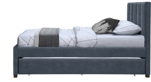 Hudson Navy Vegan Leather Twin Trundle Bed HudsonNavy-T Meridian Furniture