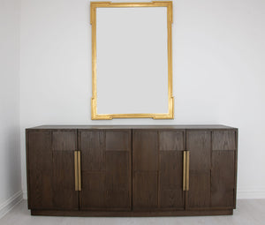 Zeugma Hugo Modern Dark Brown Buffet With 4 Spacious Drawers, Solid Wood, Durable Finish, 79” Wide Dark Brown Modern Finish Solid Wood Hugo Buffet